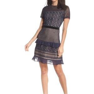 Elegant Navy Lace Mini Dress